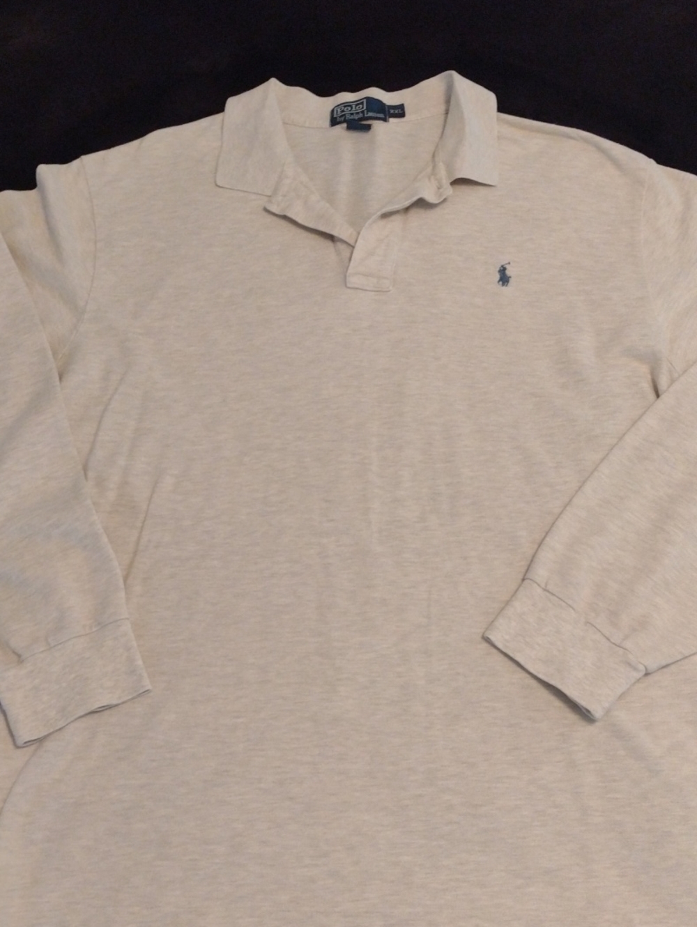 Polo Ralph Lauren Mens XXL Long Sleeve Collared Polo Heathered Beige